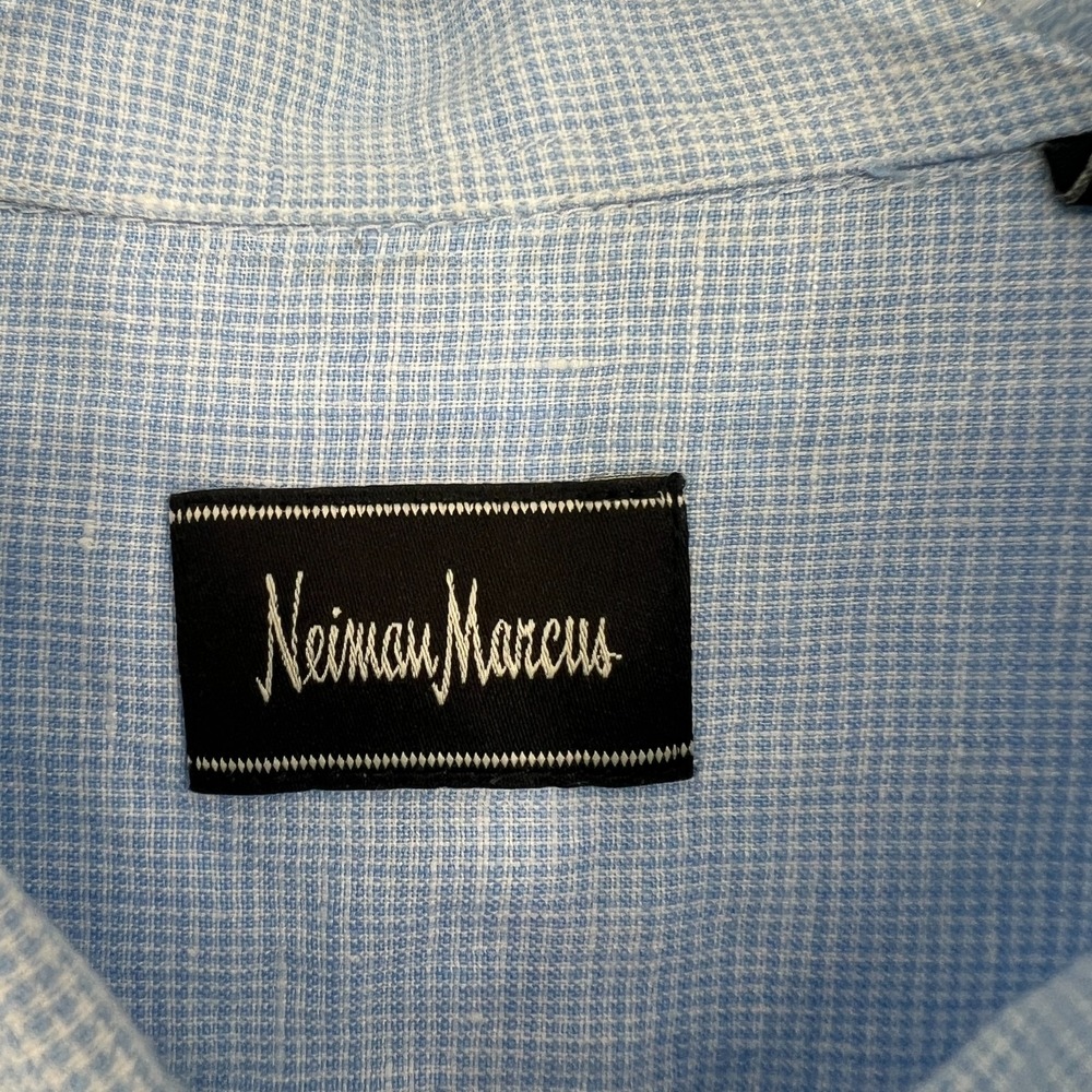 Neiman Marcus Shirt Mens XXL Linen‎ Light Blue Lightweight Breathable Summer - Picture 3 of 8